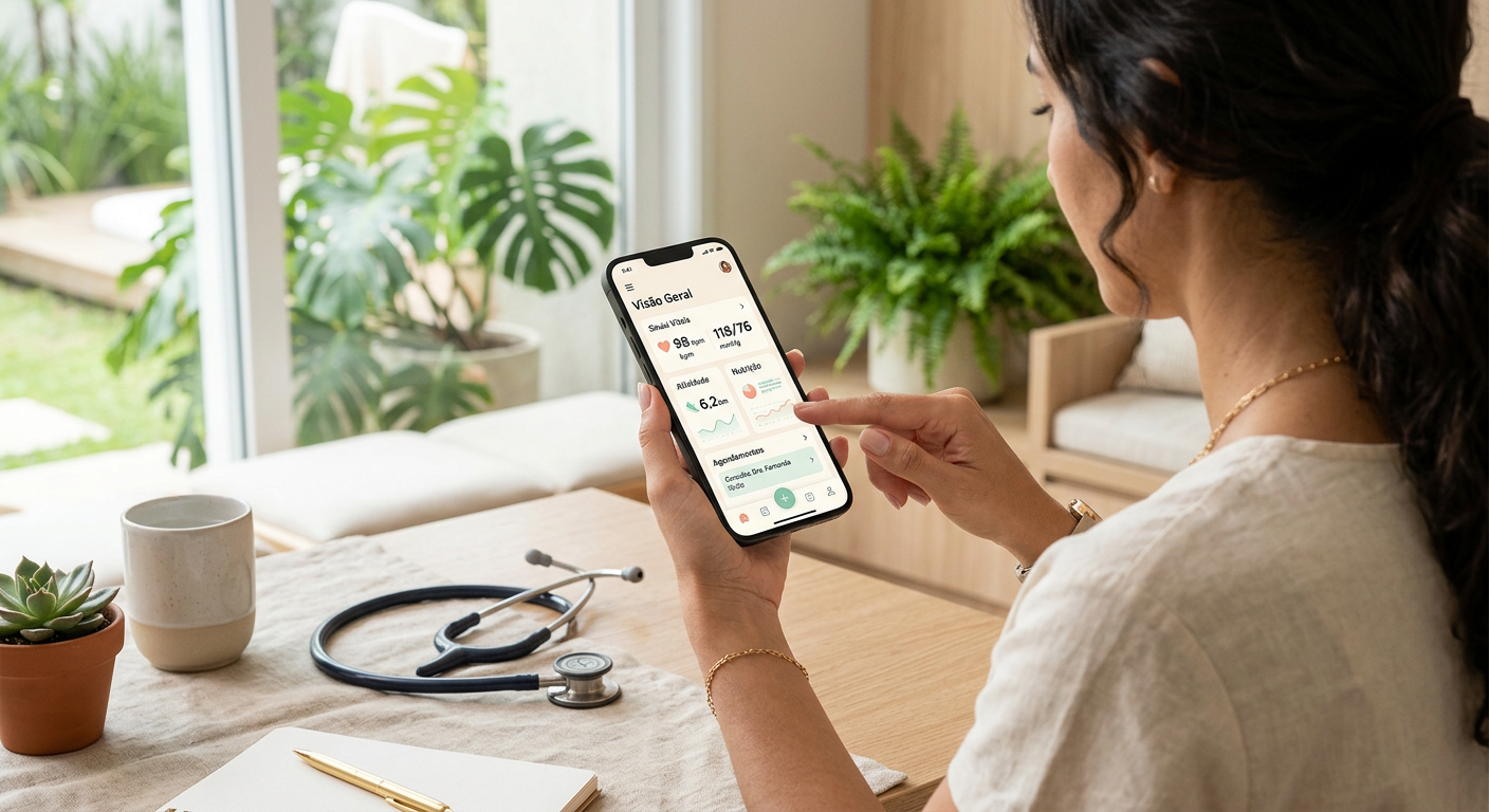 Pessoa segurando um smartphone consultando informações sobre como comprar tirzepatida com segurança.